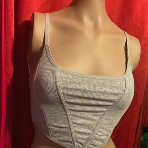 Gray Ribbed Crop Top